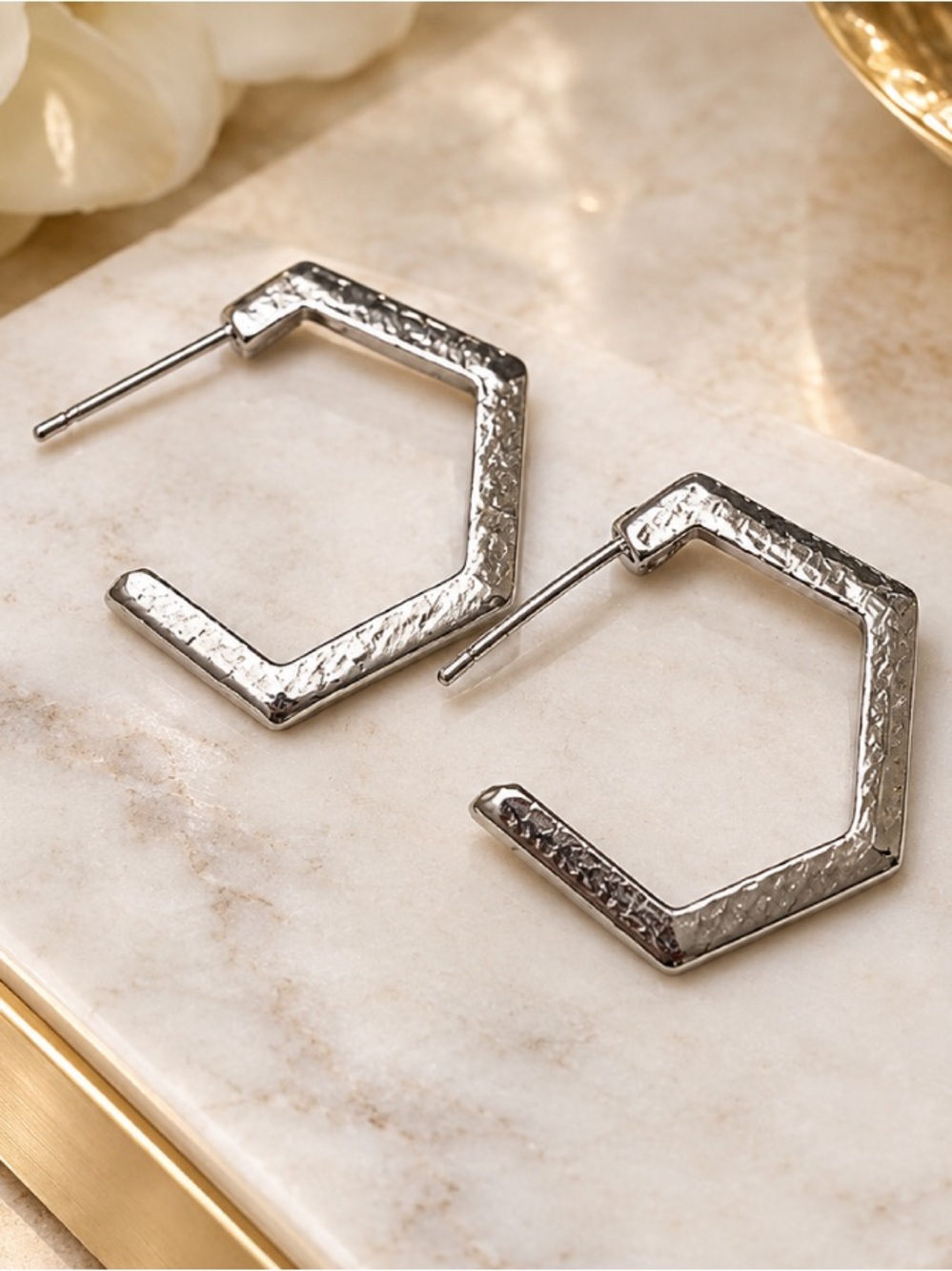 Silver Half Mini Hoop Earrings